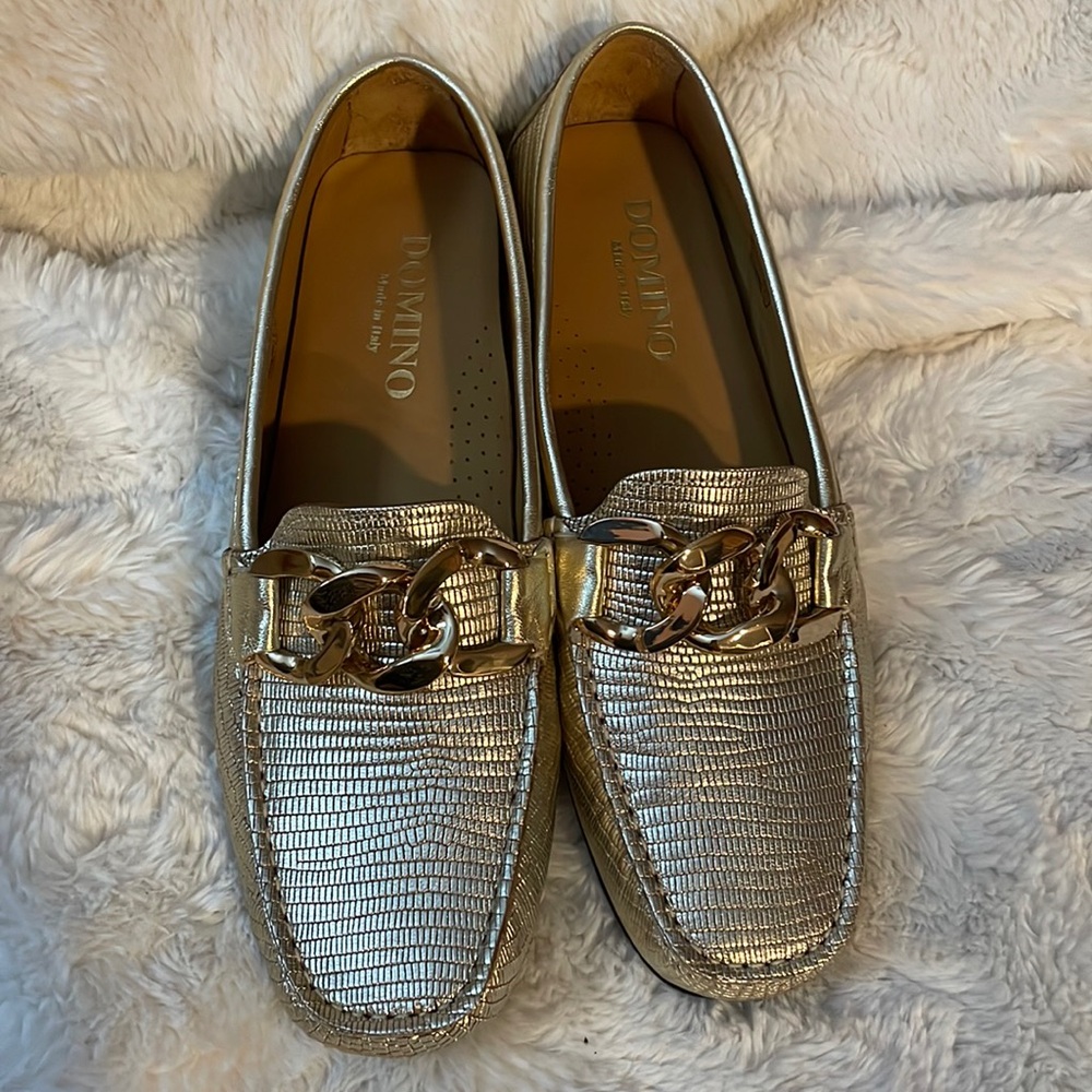 Domino Made in Italy Gold Leather with Gold Chain size 40